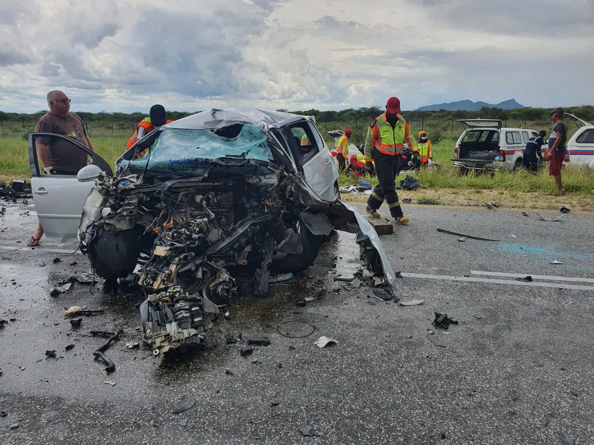 NBCDigitalNews's tweet photo. NEWS JUST IN | Car accident about 25 kilometres south of Otjiwarongo on the road to Okahandja involving two sedan cars. Preliminary information indicates six people have died. 
Emergency services are at the scene of the accident and motorists are urged to be cautious. https://t.co/buZyGxspjZ