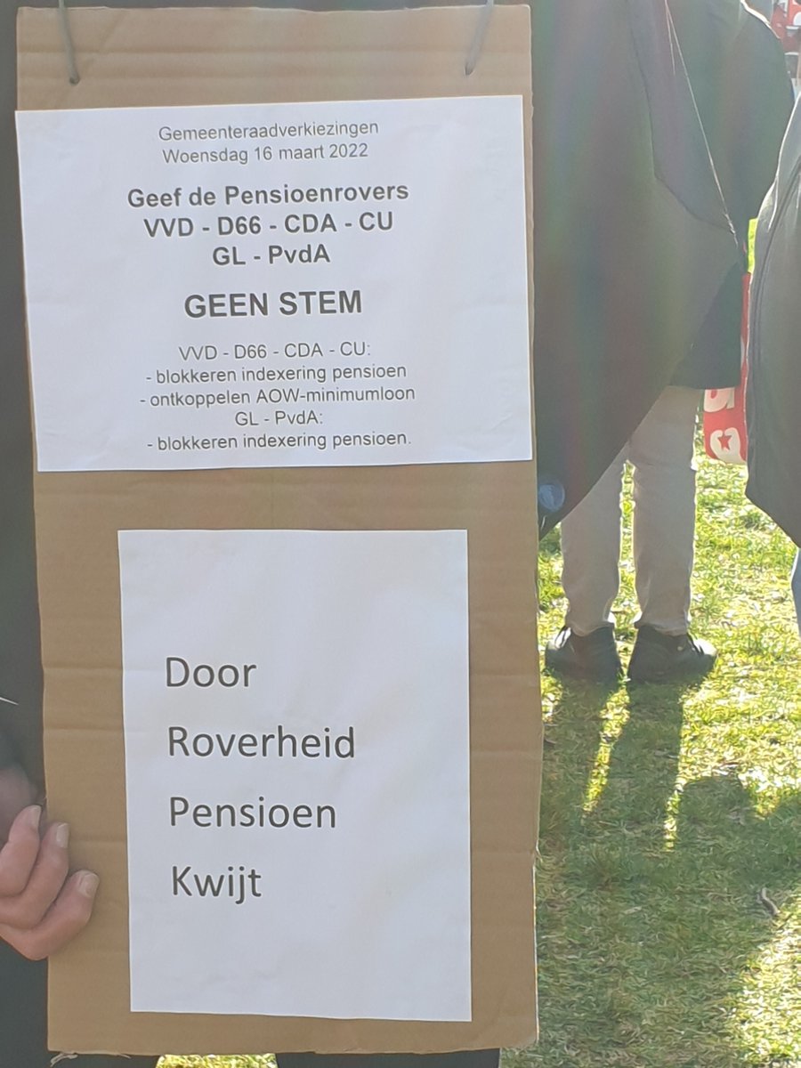 Demonstratie tegen ontkoppeling AOW 12 februari 2022 Utrecht. #OPS #OuderenPartijSchiedam #gemeenteraadsverkiezingen