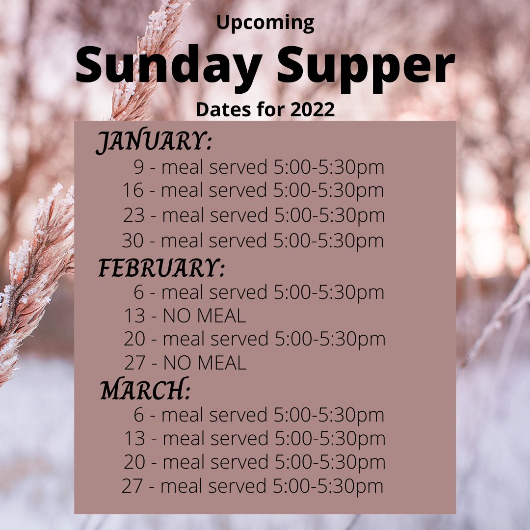 LebanonMission's tweet photo. Just a reminder that there will be no Sunday Supper today. We will see you next week at 5pm! https://t.co/2ULvpYgGxp