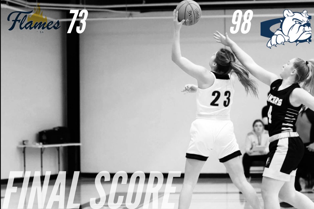 CSMFlamesWBB's tweet photo. The final score of yesterday’s matchup was 73-98. We are on the road to Jamestown, ND on Wednesday! #committednotinterested #goflames https://t.co/4KlKKthFCO