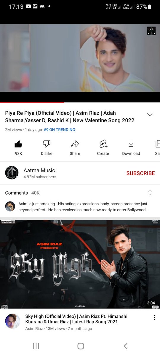 RahulKrysimlove's tweet photo. Congratulations 2 million views completed 
Likes 93k 
Comments 40k 

🔗https://t.co/lMWMScPTbP

#AsimRiaz #Asimsquad #PiyaRePiya https://t.co/8lI0JuKO7A
