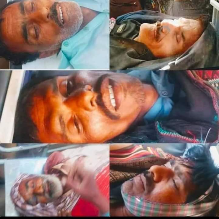 AliKhan4616811's tweet photo. افسوس ضلع نوابشاہ کے تعلقے قاضی احمد میں زرداری مافیا کے غنڈے محسن زرداری نے زمیں کے تنازعے پر غریب پانچ ہاریوں اور SHOکو قتل کردیا ورثإ کا کل سے نیشنل ہاہے وے بلاک کیا ہوا ہےقاتلوں کی گرفتاری تک احتجاج جاری رہےگا https://t.co/WRARnIQqTj