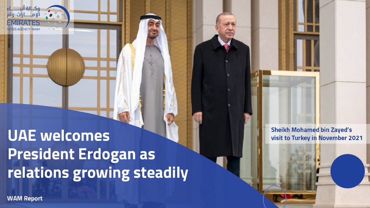 WAMNEWS_ENG's tweet photo. #WAMReport: #UAE welcomes President #Erdogan as relations growing steadily.
#WamNews
https://t.co/kDfmj1huVf https://t.co/J2PFepoOen