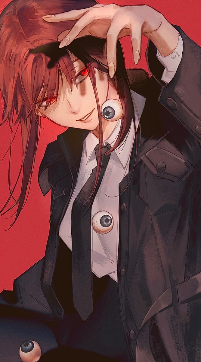 makima (chainsaw man) 1girl solo necktie red background red eyes black necktie shirt  illustration images