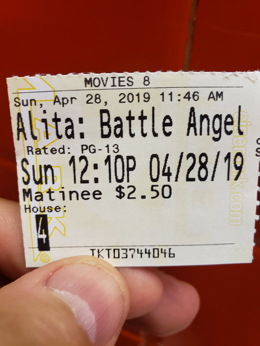 ra46191's tweet photo. Last time I went to the movies. Now I wait. #GiveAlitaHerSequel https://t.co/eIBcu6TXor