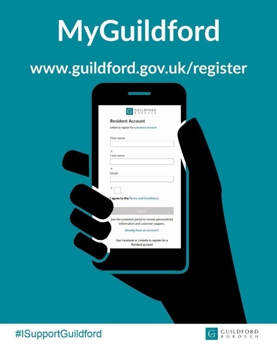 GuildfordBC's tweet image. Have you signed up to MyGuildford? 

MyGuildford is our free online portal where you can request council services and track progress at the touch of a button. 

Register today: orlo.uk/BzHFV

#MyGuildford