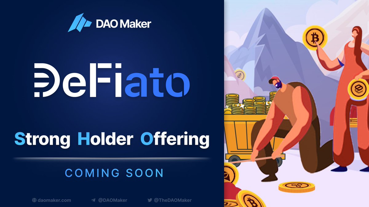 SHO: <a href="/DeFiatoOfficial/">DeFiato</a>

It's a Centralised #DeFi (CeDeFi) platform that combines the user-friendly features of a centralised platform with the entire universe of DeFi services. 

Research Page: Soon!

$DAO SHO:

⏳ 18th of February 12:00 UTC
⌛️ 21tst of February 12:00 UTC

1/