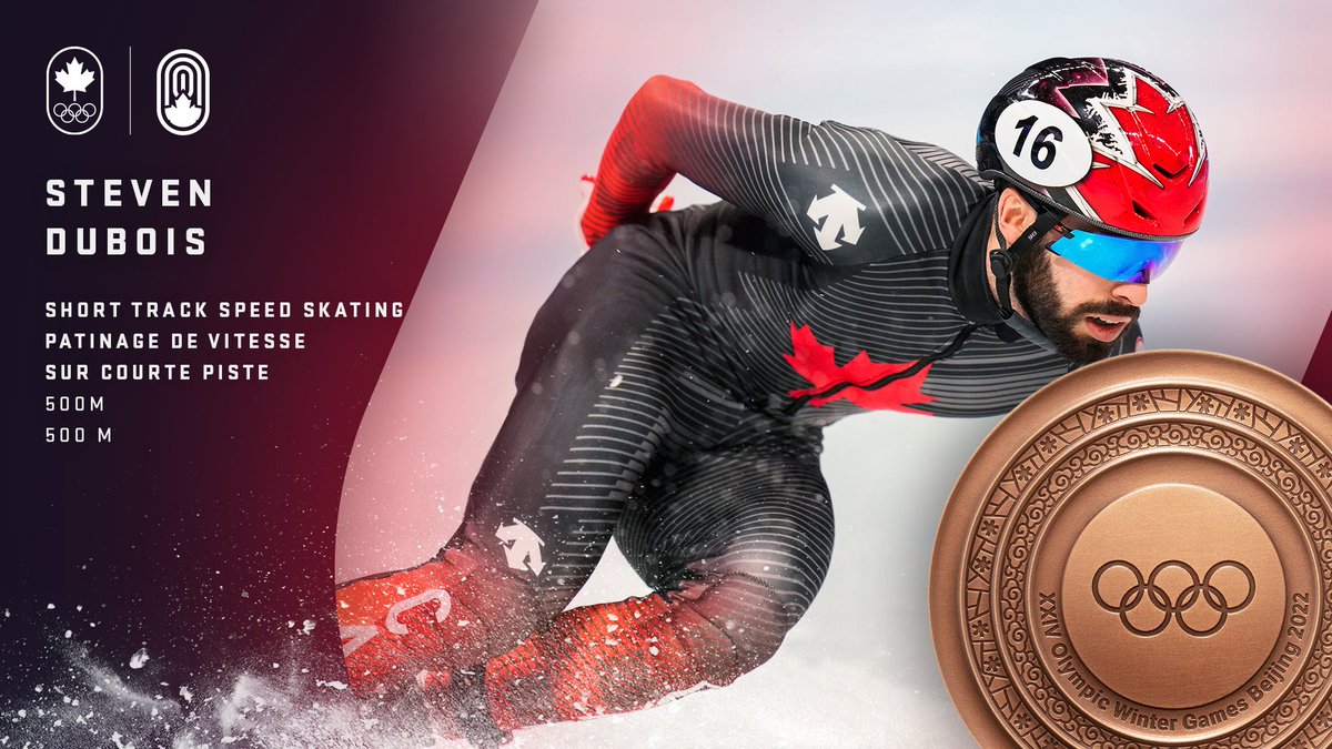 Equipe_Canada's tweet photo. 🥉MÉDAILLE DE BRONZE🥉

Steven Dubois gagne la médaille de bronze🥉pour #ÉquipeCanada au 500 m de patinage de vitesse courte piste, sa deuxième médaille à #Beijing2022  🤩🙌

Détails ➡ https://t.co/d0mC97T87K https://t.co/sO6YNagaKZ