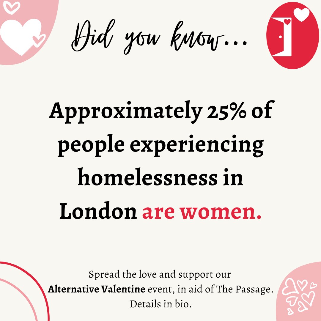 A slightly #galentinesday themed #didyouknow today. One people are often surprised by! If your girl gang is looking for a cause to support then join us on Wed to hear what <a href="/PassageCharity/">The Passage Charity</a> does to prevent homelessness &amp; support those experiencing it.

🔗 in bio for🎟️&amp; #JustGiving