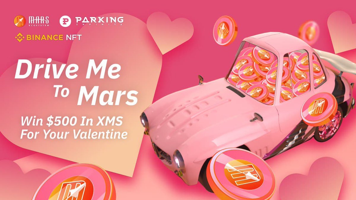 Valentine's day💘 is close! So we prepared a little something for you!🎁$500 for 20 people.
1️⃣Retweet our pinned tweet with hashtags #ido #marsecosystem #Pcar and mention @ three friends.
2️⃣Follow <a href="/MarsEcosystem/">Mars Ecosystem</a> and <a href="/InfinityParking/">Parking Infinity</a>.
3️⃣Fill out the form bit.ly/3uN1XGe.