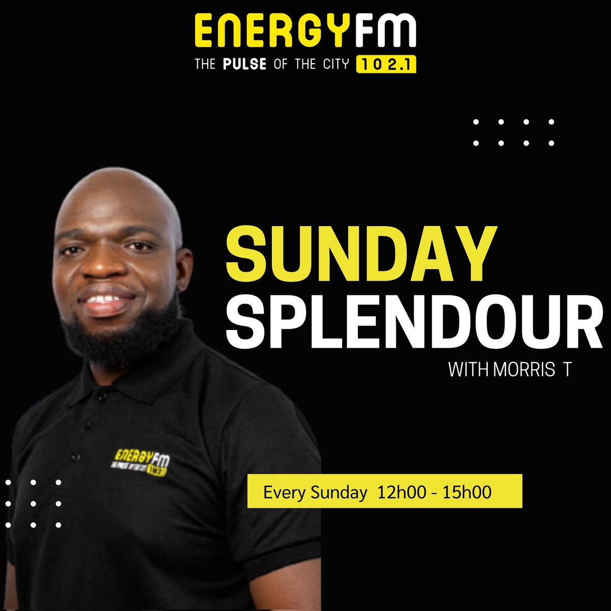 EnergyfmSA's tweet photo. Welcome @tho_morris to the Energy FM SA family. Catch him every Sunday 12h00 - 15h00 on the #SundaySplendor only on The Pulse of the City #EnergyFMSA 102.1 FM in Polokwane and the surroundings or audio stream on https://t.co/CydEMEDbqh https://t.co/FMoHODlhqA