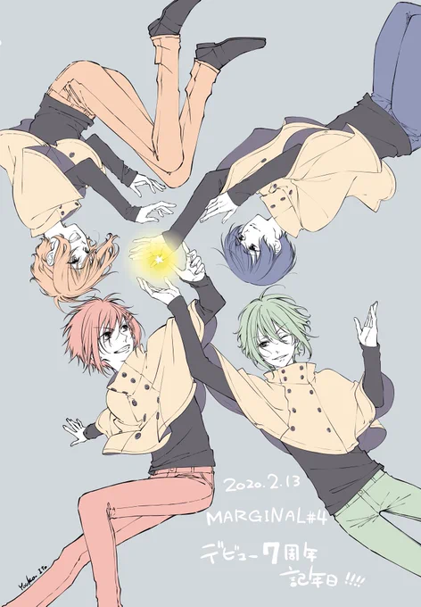 #マジフォーデビュー記念日 
おめでとうございますっ💐
これからも銀河で光り輝く素敵なアイドルでいてください✨💚❤️💙🧡✨

過去絵ですがお祝いさせて頂きます🥂 https://t.co/5BjMspV5bS 