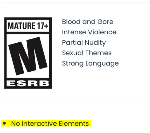 MrYerout's tweet photo. Para la gente que han tirado hate fuerte a Playstation por la censura de Martha is Dead, que hubo un problema con la calificación de Edad.

 Está a +17 y aseguraban que ''no habría elementos interactivos'', cuando si los hay. Por eso la censura.
#Playstation #Xbox #MarthaIsDead https://t.co/lMMyDbsMKL