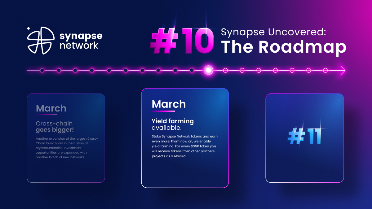 SynapseNetwork_'s tweet image. 🚀 Synapse Uncovered: The Roadmap #10 🚀

Yes… Yield farming is coming! 😎

✅ Get more passive income from $SNP staking
✅ Receive tokens from our partners as a reward
✅ Easily reinvest profits in the next projects
✅ Secure the SNP token price with our Team!