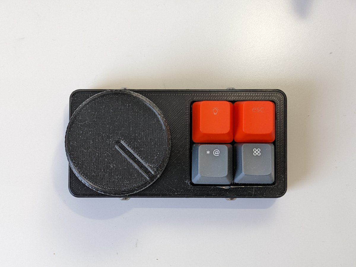 petrepa's tweet photo. Built myself a desk controller for @esphome_ ! Controls the volume of the Sonos speaker, switches between the PC and TV, controls the lights and opens the front door. Still a button left which I haven't dedicated yet. Ideas? https://t.co/fWzrlGmlPu