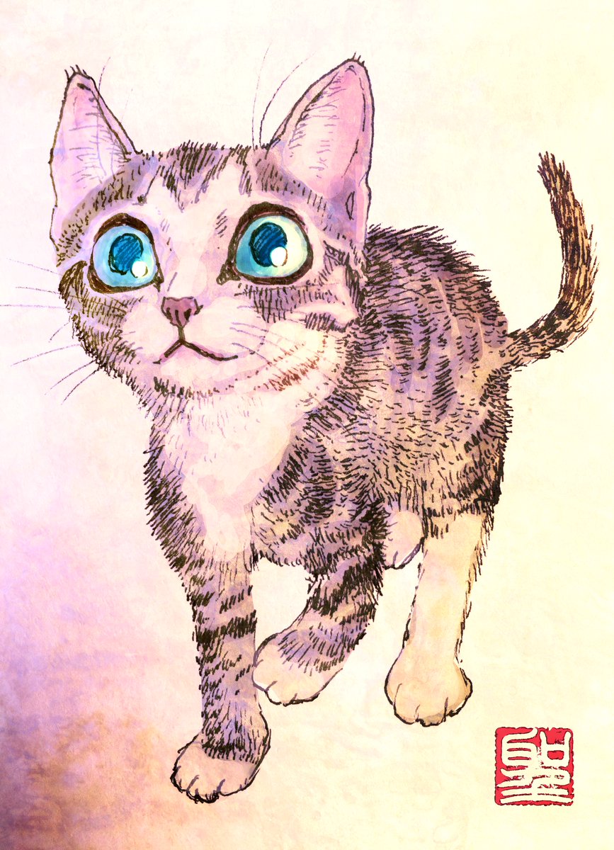 「おは こんばん ちは!

迷ったので 両方アップしてみましたが…
どちらが お好」|CatCuts ✴︎日々猫絵描く漫画編集者のイラスト
