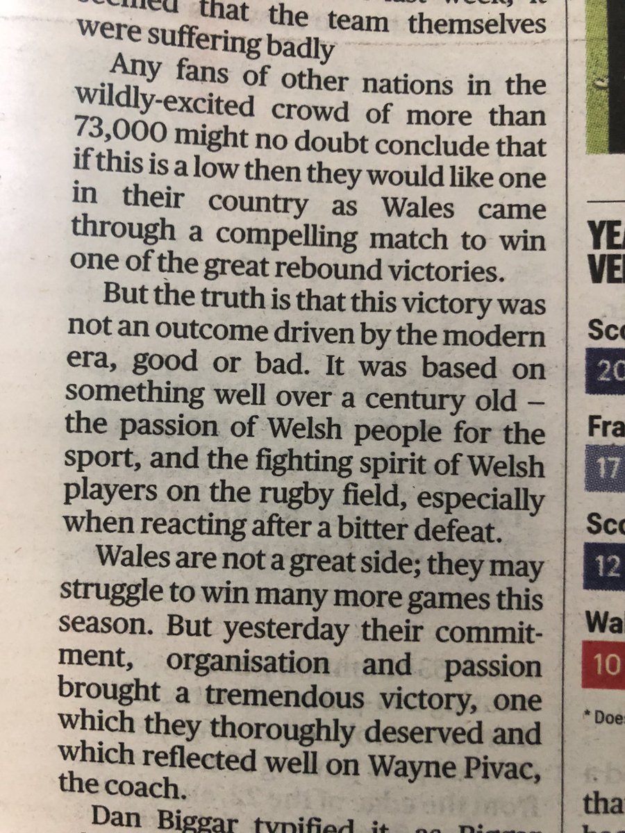 KathHallett's tweet photo. ‘This victory was not an outcome driven by the modern era..It was based on something over a century old - passion of Welsh people for the sport & the fighting spirit of 🏴players on the field esp when reacting after a bitter defeat’
#Angerdd
#Passion
#GuinnessSixNations https://t.co/mxo5N6NqhP