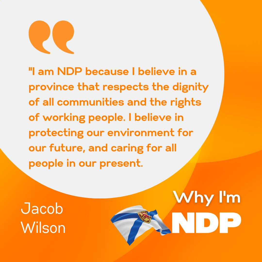 NSNDP's tweet photo. "I am NDP because I believe in a province that respects the dignity of all communities and the rights of working people. I believe in protecting our environment for our future, and caring for all people in our present." - Jacob Wilson
https://t.co/8rT0isp3yA
#WhyImNDP #nspoli https://t.co/WrK06BXoKj
