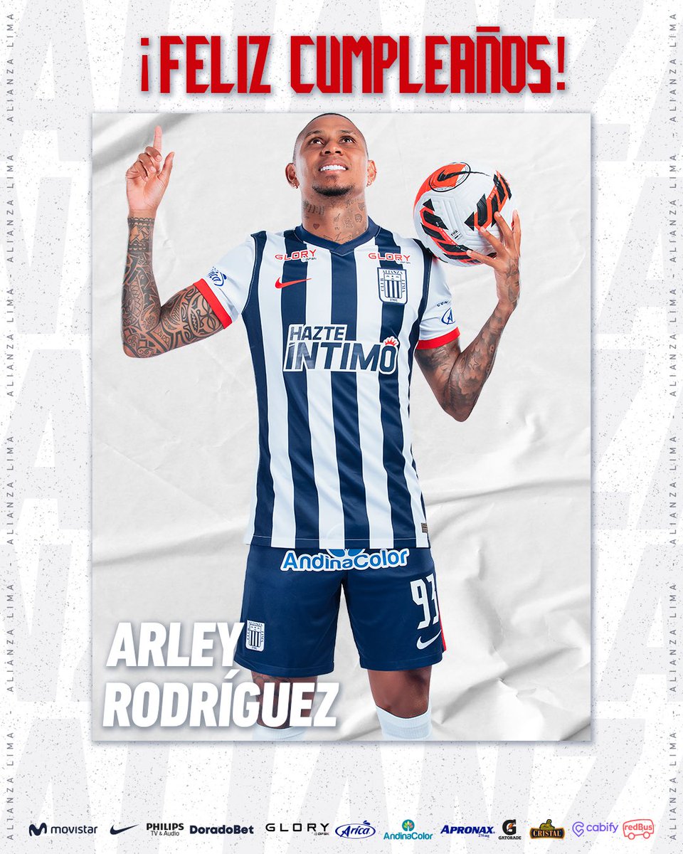 ¡𝐅𝐄𝐋𝐈𝐙 𝐂𝐔𝐌𝐏𝐋𝐄𝐀Ñ𝐎𝐒, 𝐂𝐀𝐌𝐏𝐄Ó𝐍!👏🏾🏆

Saludamos afectuosamente a nuestro jugador, Arley Rodríguez🇨🇴, y deseamos que pase un día muy especial con su familia blanquiazul💙.

¡Felicidades!🎉🎊

#AlianzaCampeón
#ArribaArley