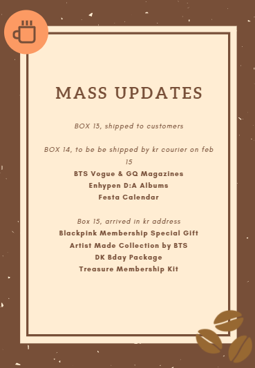 thekopishop's tweet photo. #KopiUpdates MASS UPDATES AS OF FEB 13, 2022 9:30PM SUNDAY 🤎

Please dont hesitate to DM us if you have questions &amp; clarifications~ https://t.co/qSGbnLJQ10