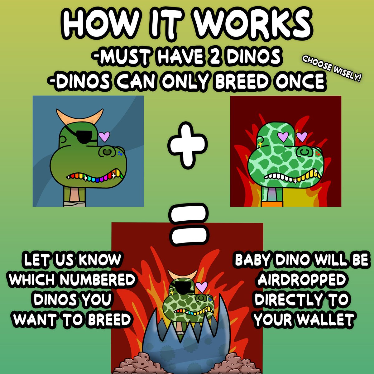 DiddleDinos's tweet photo. Want your own Baby Dino🦖? It’s easy just follow these steps! 

🦖-https://t.co/ef6Q3VItev
👶🏻🦖-https://t.co/n1wjwqHvnC
👾-https://t.co/z1LXmcAvam

#NFT #NFTs #NFTCollection #NFTCommunity #NFTDrop #NFTLaunch #NFT #DiddleDinos https://t.co/JZHQ6eTAg8