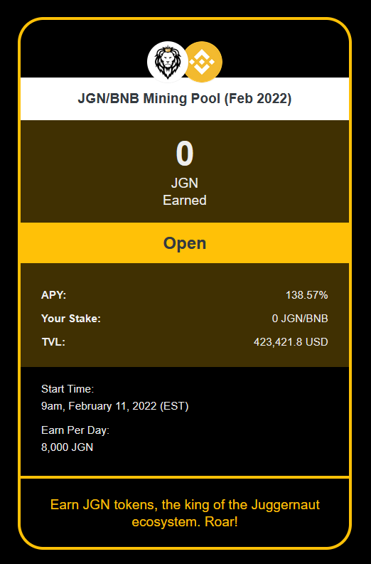 JGNDeFi's tweet photo. Still a wild 138%+ APY right now! 

Get in the pool and grab your $JGN while you can!
🏊🦁🏊🦁🏊🦁🏊🦁🏊🦁

Stake here: https://t.co/c1jcNXKyUx

Details: https://t.co/iO8KrUEDtG https://t.co/QYY0ND963y