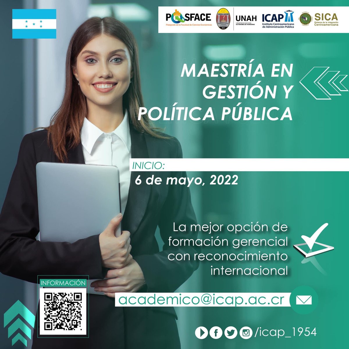 icap_1954's tweet photo. ¡Buenos días 🇭🇳! 
Prepárate para liderar y gerenciar las organizaciones públicas hondureñas y en la región, analizando la dinámica con el manejo de métodos cuantitativos y técnicas administrativas. 

▶info: academico@icap.ac.cr
📢: +506 8690 9583 
▶https://t.co/IQkyVglG4F https://t.co/UTcQn03ekY
