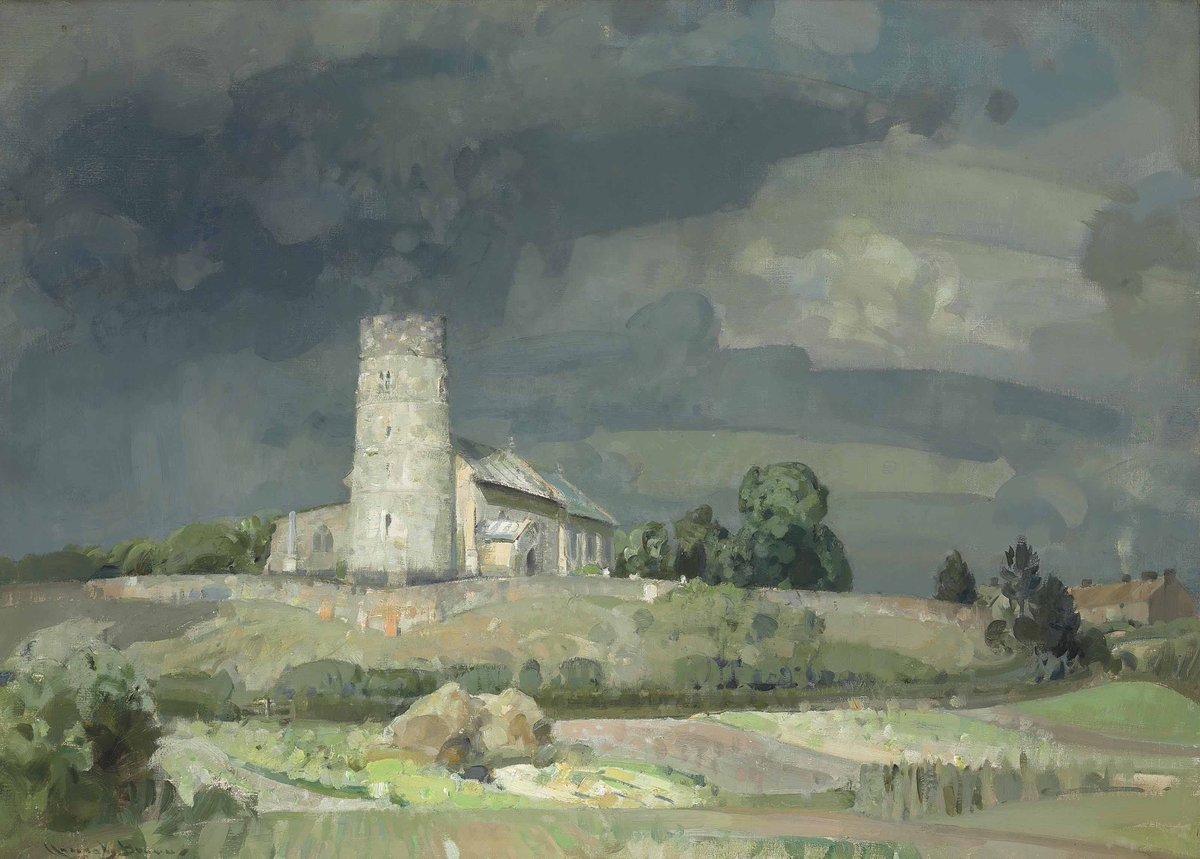 The Round Tower, Haddiscoe by Sir John Alfred Arnesby Brown RA, c. 1934
Oil on Canvas
(sold at auction 2012)