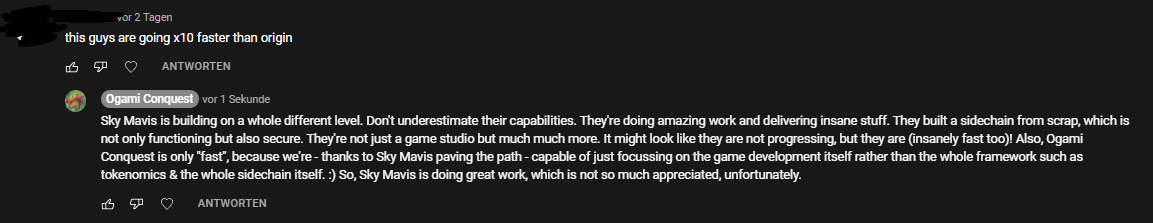 OgamiConquest's tweet photo. Unfortunately, we're seeing some comments/tweets like this. Please, don't compare us to the capabilities of @SkyMavisHQ. They're building on a whole different level. They're doing great stuff, which needs to be appreciated a lot! We wouldn't be here without SM! #AxieInfinity https://t.co/RHEQpKFKm1