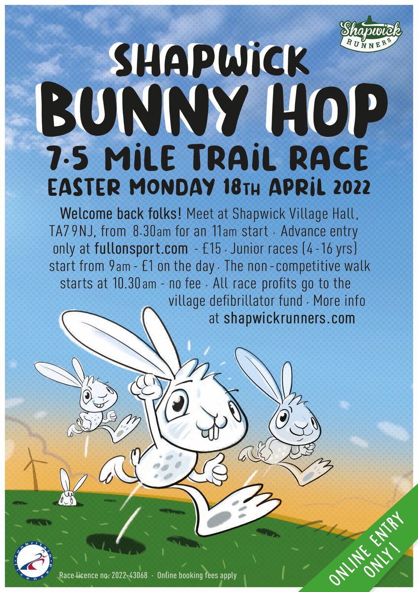 Shapwick Runners (@shapwickrunner) on Twitter photo We’re back! Shapwick's annual Easter Monday village race, April 18th 2022 returns! Registration is online only and open now! See you there! 🐰shapwickrunners.com/events <a href="/fullonsport/">Full On Sport</a> #trailrunning #2022BunnyHop #fitness #sport #run We’re back! Shapwick's annual Easter Monday village race, April 18th 2022 returns! Registration is online only and open now! See you there! 🐰shapwickrunners.com/events <a href="/fullonsport/">Full On Sport</a> #trailrunning #2022BunnyHop #fitness #sport #run