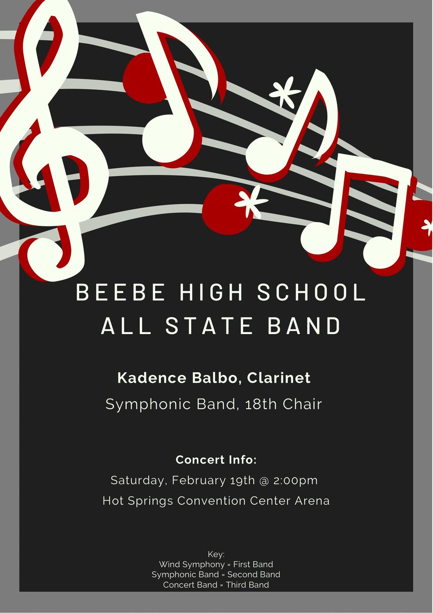 BeebeBands's tweet photo. A huge congratulations  to sophomore clarinetist, Kadence Balbo, for making the 2022 All State Symphonic Band! What a huge accomplishment!

Also, Congrats to all who had the opportunity to represent BHS Band during their audition! #bprd @Beebe_Schools @beebehighschool https://t.co/qJvtbSb9sy