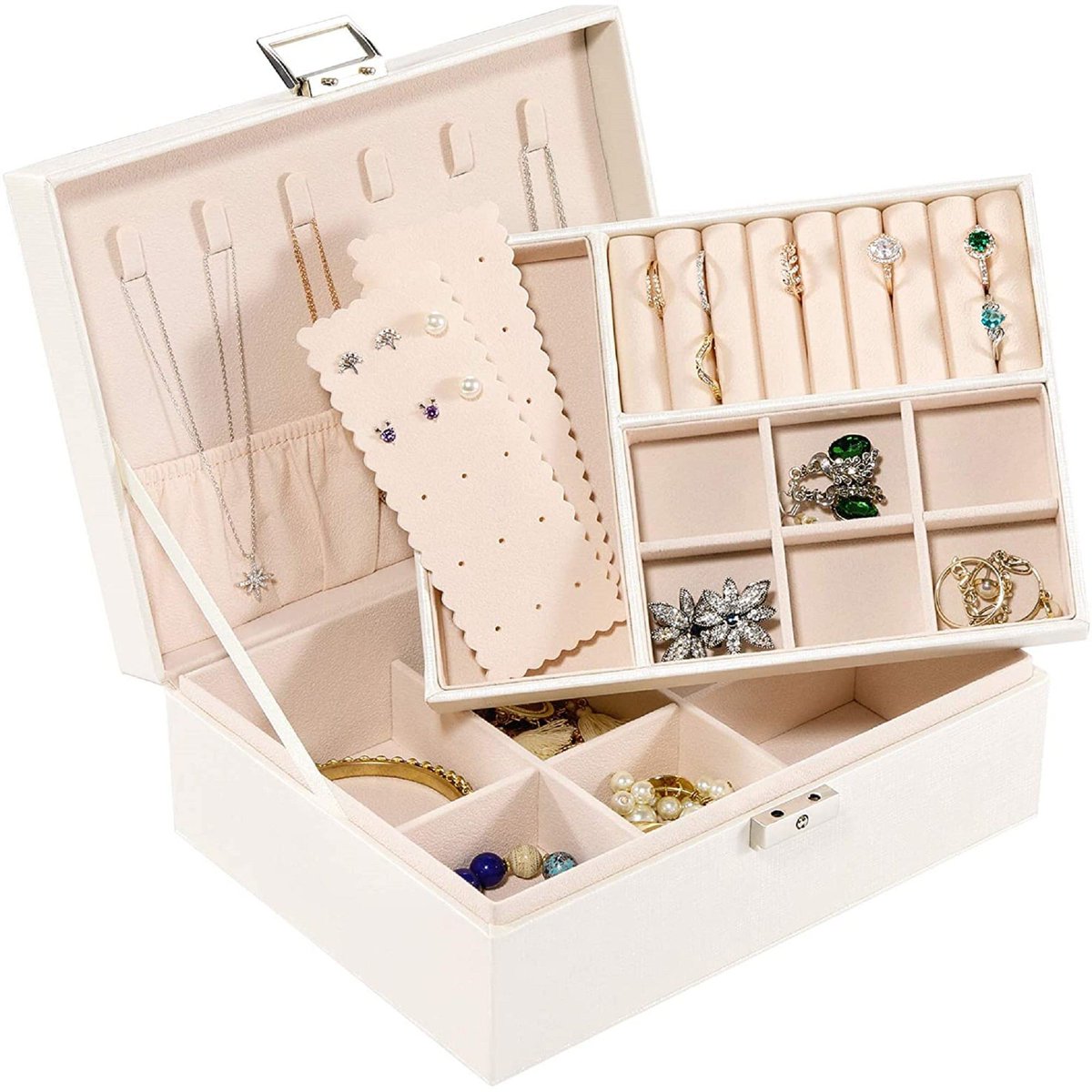 ExhibitStylees's tweet photo. Excited to share the latest addition to my #etsy shop: Handmade Jeweler Box Organizer, 2-layer PU Leather Jewelry Storage Case with Lock for Women Teen Girls, Velvet Lining, White https://t.co/UiSnI7Eudl #christmas #bracelet #women #fabric #lacquerbox #smalljewelrybox https://t.co/ck4sFz6khJ