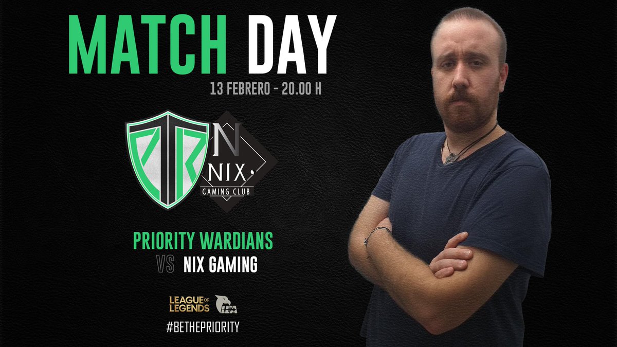 [#LeagueOfLegends]

¡Empieza la <a href="/LEAmateur_/">LEA</a>  para Priority Wardians!

🆚 @nixgamingclub 
⏰ 20:00
📺 twitch.tv/nixgamingclub