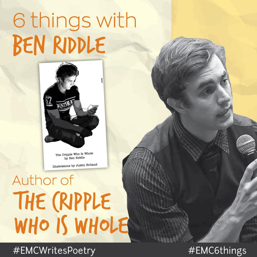 NEW ON THE BLOG: #EMC6Things w/<a href="/rddlmethispoet/">Ben Riddle</a> on his new book "The Cripple Who Is Whole"

Ben is one of my fave people, EIC of <a href="/PUPr3ss/">Perth Underground Press</a>, &amp; about 3416.8 kinds of adorable, so y'all make sure you check out his full feature on my blog elizabethmcastillo.com/blog Pls RT!