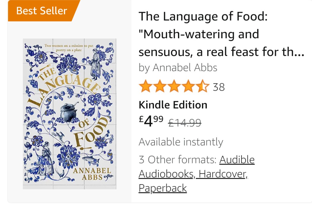 BookMinxSJV's tweet photo. So happy to see the orange Best Seller flag on @annabelabbs #TheLanguageOfFood this evening! https://t.co/IltXXs6q1g