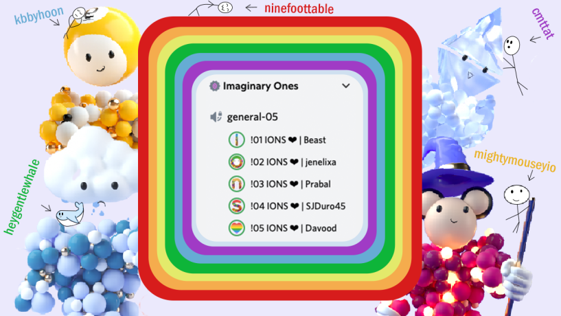 0xMVP's tweet photo. Stepping out of your comfort zone can be hard, but when you do it together, it creates something magical 🌈.  We were a diverse group of discord strangers brought together by our love for this NFT. Now we support each other's dreams.

Thank you! @imaginary_ones! #ions https://t.co/wx2U5il9V2