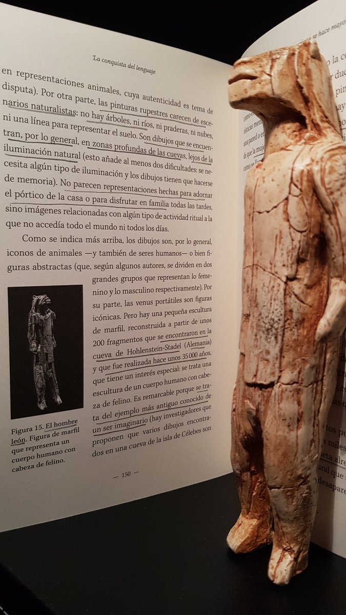 luqueco's tweet image. ¿El primer superhéroe de la historia? En su libro La Conquista del Lenguaje (@ShackletonBooks 2020), @xurxomar cuenta que el hombre león es el primer ser imaginario documentado, un Marvel de 35.000 años que hoy  tengo en la mano gracias a @paleorama: paleomanias.com/es/paleolitico…