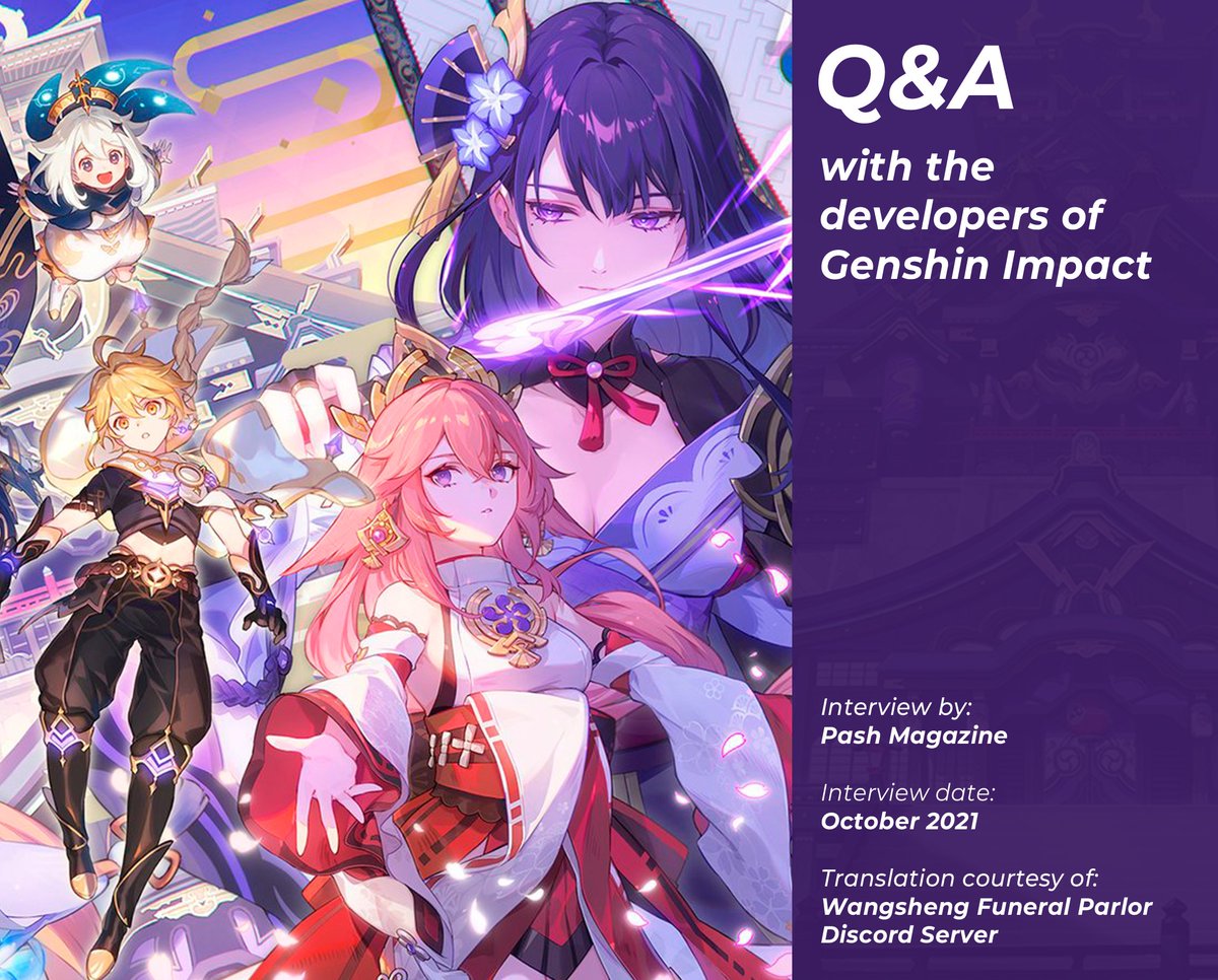 WangshengFP's tweet photo. Fresh off the (TL) presses, it's yet another translated Genshin Dev Q&amp;A from our Lore and TL Teams! 

Pass the Eternity until Raiden's rerun by reading all about her design, Inazuma's development, and Genshin's one-year anniversary in the link below!

https://t.co/8xdata25nB https://t.co/dCQeuDkdfS