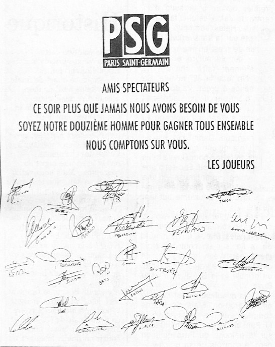 le message des joueurs du <a href="/PSG_inside/">Paris Saint-Germain</a> avant le match iconique face au <a href="/realmadrid/">Real Madrid C.F.</a> en 1993... 🙏🏻❤️💙 #PSGRMA