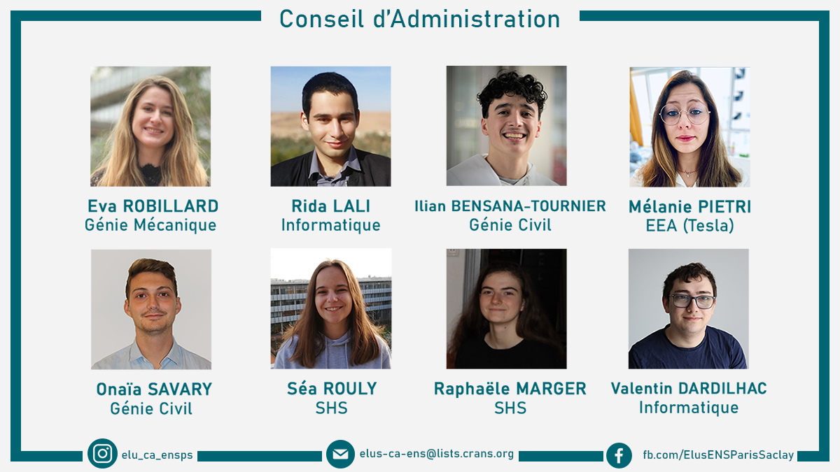 ElusENSPSaclay's tweet photo. [ELUS CA]
Ici vos nouveaux représentants étudiants, 
Nous sommes heureux de prendre nos fonctions, de pouvoir vous servir et défendre vos intérêts au sein des différentes instances de notre Ecole. 
Voici le traditionnel trombinoscope pour les élus au CA pour cette année 2022, https://t.co/LWBj1epFv0