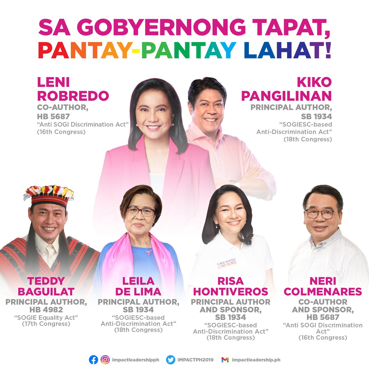 ronaldgem's tweet photo. Maligayang #ArawNgRosas! 🌷

DID YOU KNOW #LeniKiko2022 have authored Anti-Discrimination/SOGIE Equality Bills during their terms?

1Sambayan senatorial candidates Baguilat, De Lima, Hontiveros and Colmenares have also authored SOGIE Equality Bills during their terms. https://t.co/rS2lZKRVDF