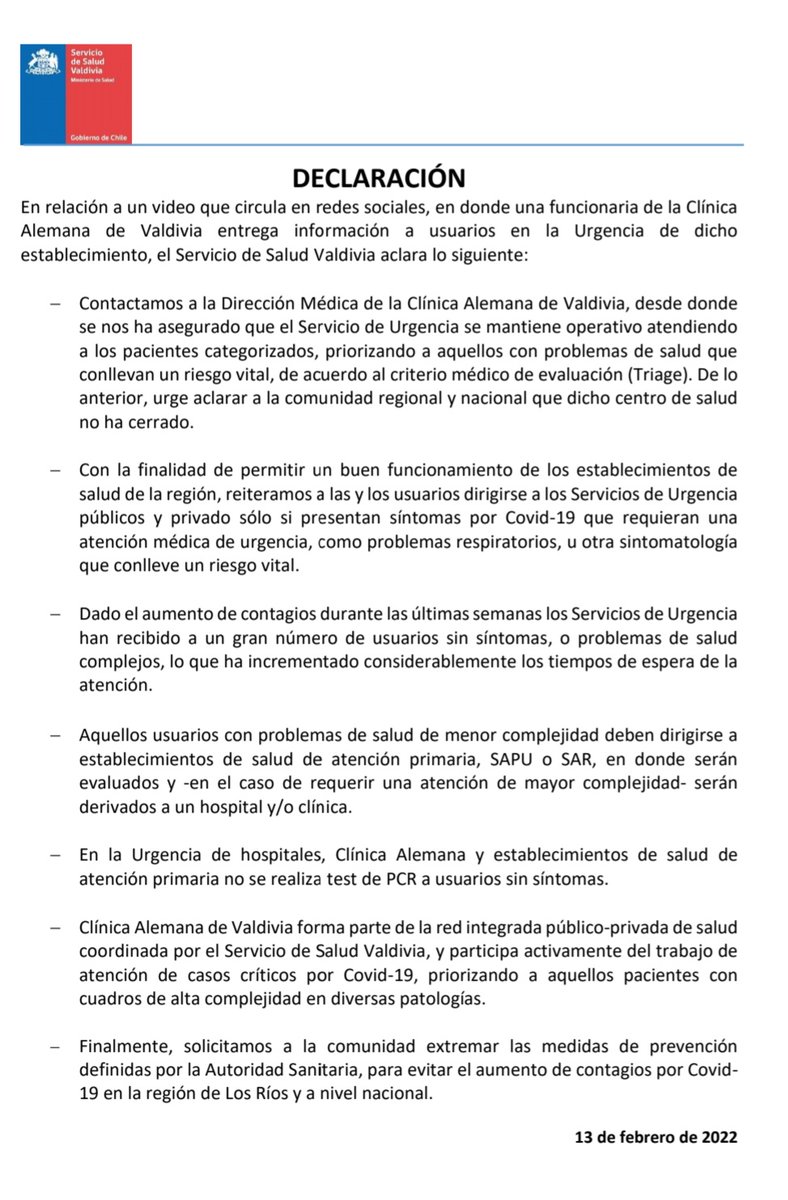 ssaludlosrios's tweet photo. Declaración pública.

#Valdiviacl #LosRios https://t.co/OWu25AIUYF