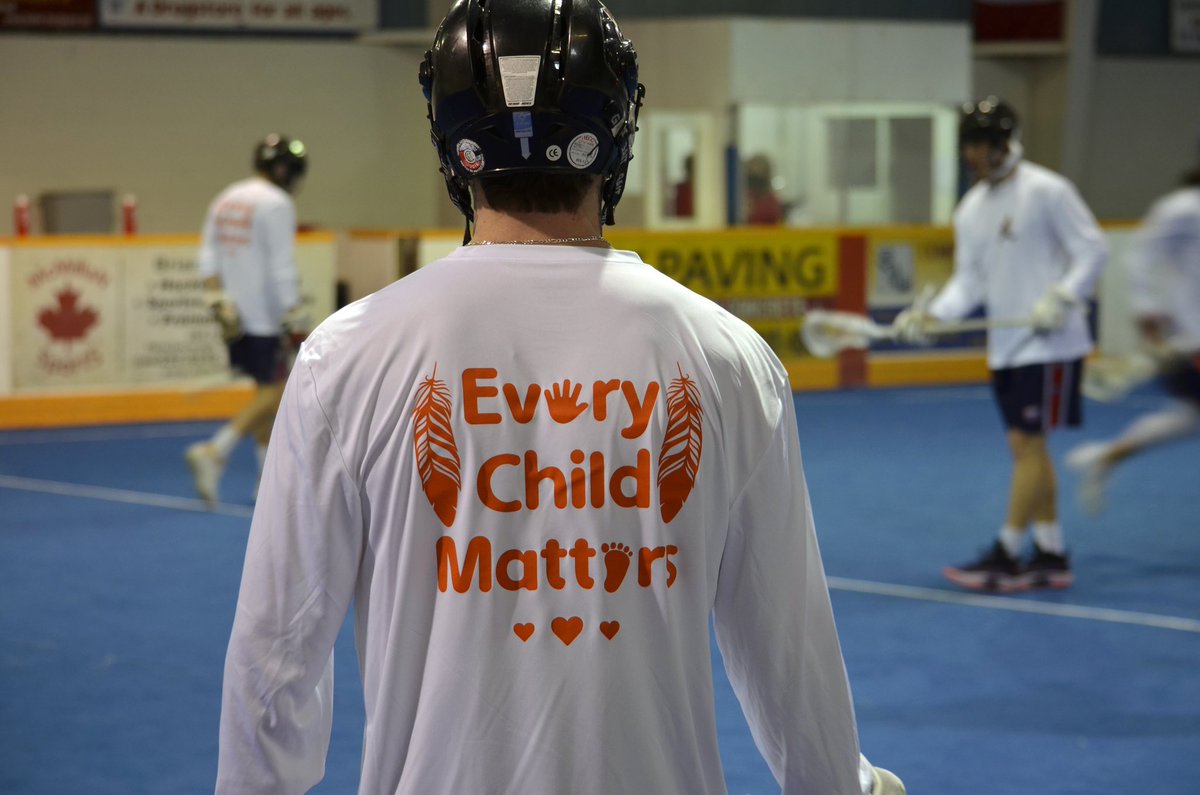 PtboTimbermen's tweet photo. When we play, we don’t play for ourselves. We play for each other. We play for those who never got the chance to play. 

#EveryChildMatters 
@ArenaLacrosse https://t.co/kVc3QaFUga