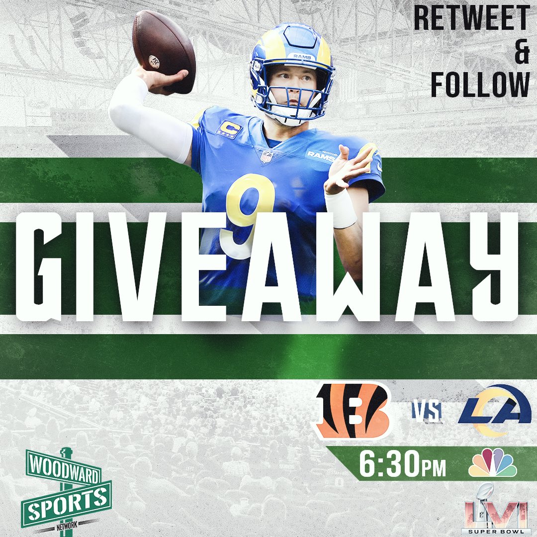 🚨Super Bowl Giveaway🚨

If Matthew Stafford brings home the Lombardi Trophy and is named MVP we’ll giveaway $250 dollars to one lucky person! To enter:

- Retweet this tweet
- Be sure you’re following <a href="/woodwardsports/">Woodward Sports Network</a>