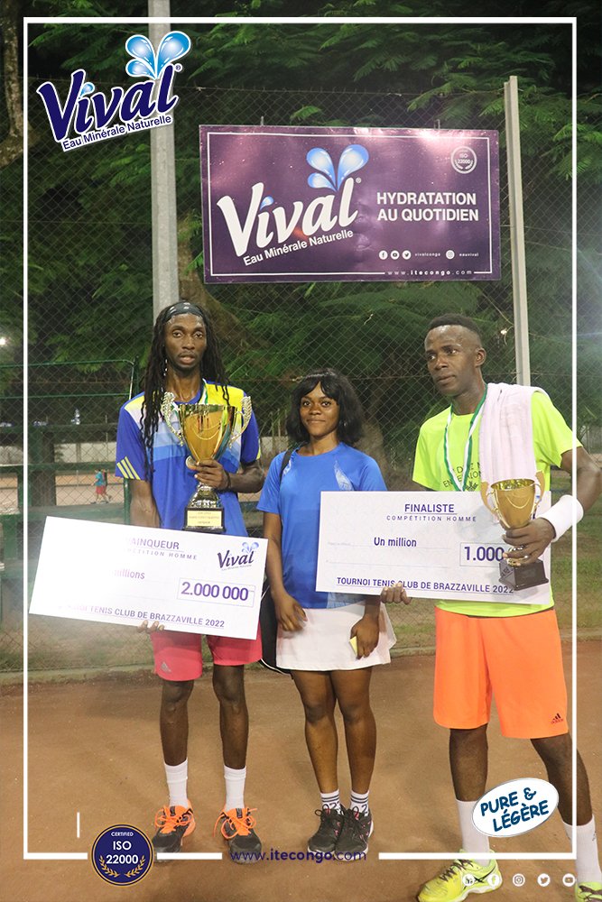 VivalCongo's tweet photo. Sponsorisé par VIVAL, le tennis club de Brazzaville a organisé du 5 au 12 Février un tournoi de tennis.
Tournoi remporté par l'international franco-congolais Paterne face a Alfred dans la catégorie homme et la victoire de la congolaise Héléna face à Amélie.

#vival #iso22000 https://t.co/1BPZo9IbEh