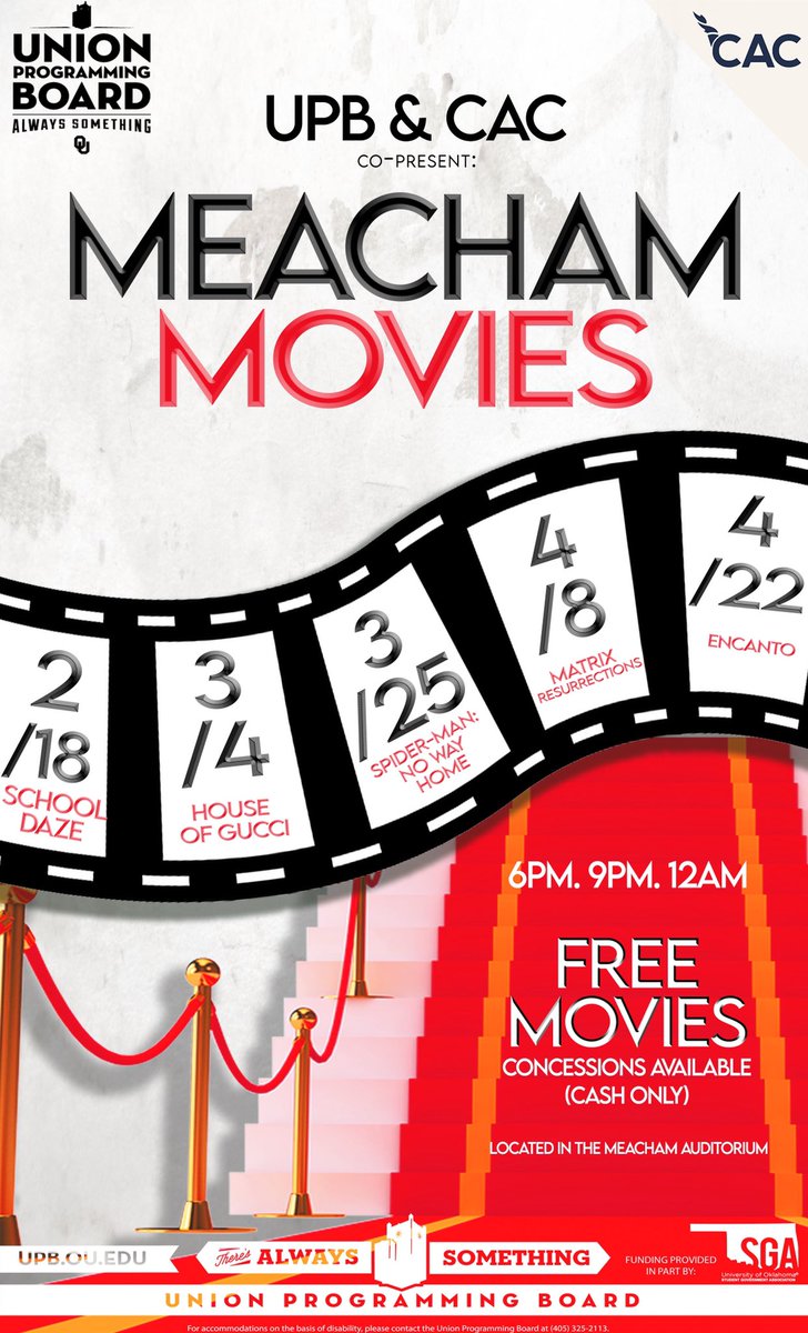 UPBou's tweet photo. Didn’t have a Valentine’s Day date? Join Film Series on Friday for dinner and a movie and by dinner I mean $1 concessions https://t.co/eLH4SHtfeB