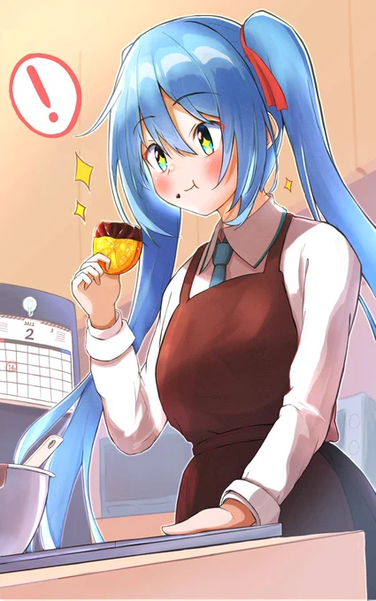 #初音ミク #バレンタイン おいしく作れたので嬉しそうなミクさん 