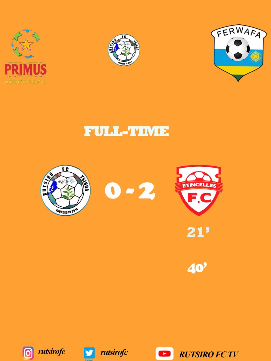 rutsirofc's tweet photo. FULL-TIME 
RUTSIRO FC 0⃣-2⃣ ETINCELLES FC
@rutsirofc vs @etencelles 
#RUTETI
#RutsiroFcTSINDA https://t.co/qbrCwBx1hZ
