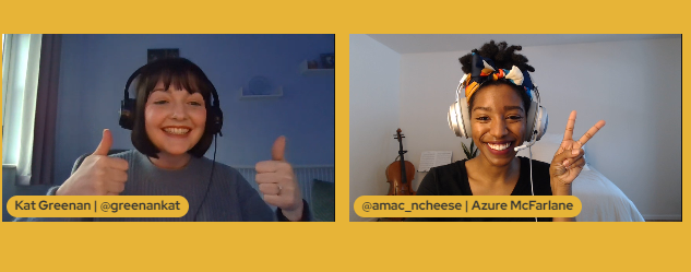 amac_ncheese's tweet photo. Just wrapped up taping of @CloudCons365's ✨FIRST✨ all female episode with @GreenanKat and we're grinning ear to ear 💃🏾🥳
Keeping our guest under wraps for now, but I guarantee you you're going to love her as much as we do ❤️
#CloudConversations
#PodSquad
#WomenInTech https://t.co/eJSb75PmtS