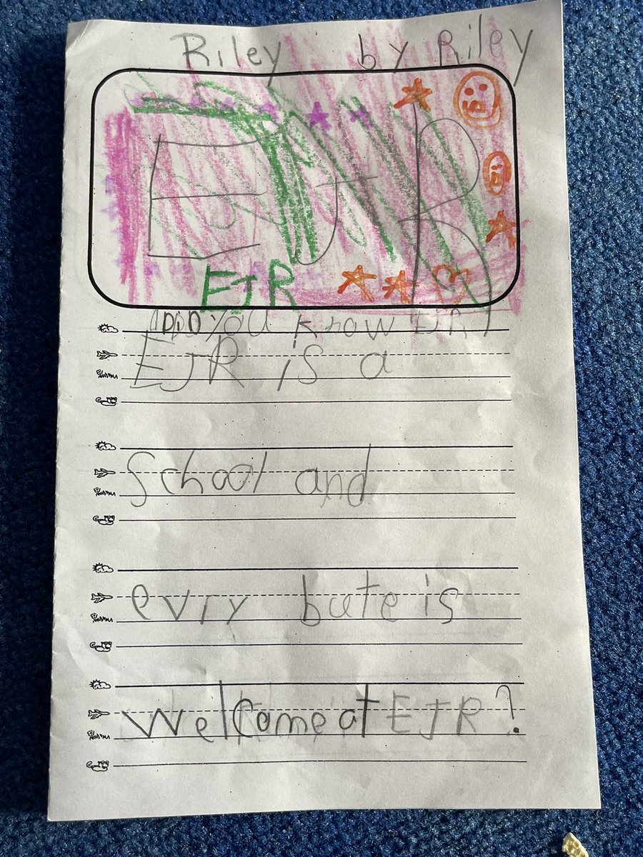 ejrussell2's tweet photo. First grade authors share their books!  A book about EJR! #EJRShiningStars https://t.co/yPZxFOY05H